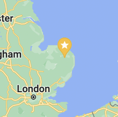 map of east anglia witha pin on norwich